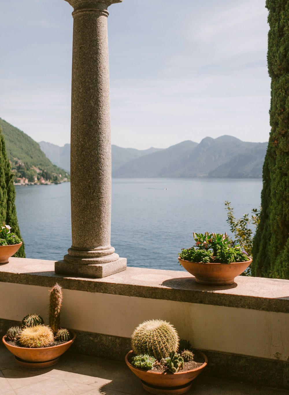 A lakeside loggia in northern Italy, looking out over the water
